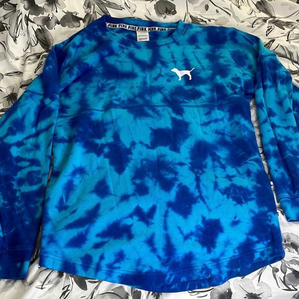 Victoria Secret PINK long sleeve blue tie dye